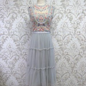 Needle & Thread Tulle Embroidered MidiDress Size 8